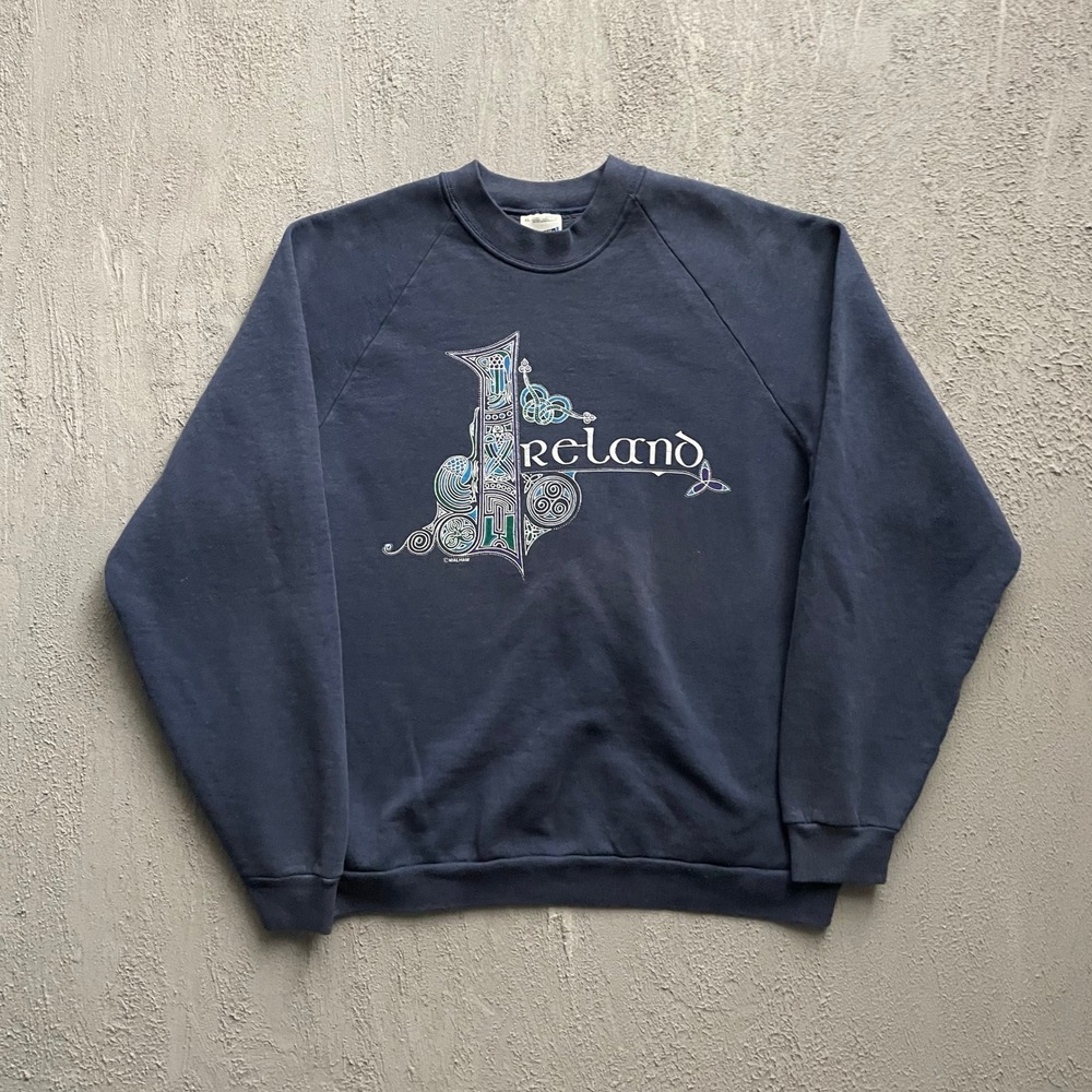 Vintage Celtic Ireland Sweatshirt Mens XL Navy Blue 90s Screen Stars